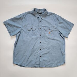 Carhartt Loose Fit Midweight Chambray Short Sleeve Shirt Button Up Size 2XL XXL